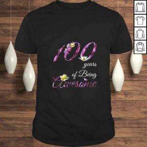 Womens 100 Year Old Shirt Awesome Floral 1920 100th Birthday Gift VNeck T-shirt Womens 100 Year Old Shirt Awesome Floral 1920 100th Birthday Gift VNeck T-shirt