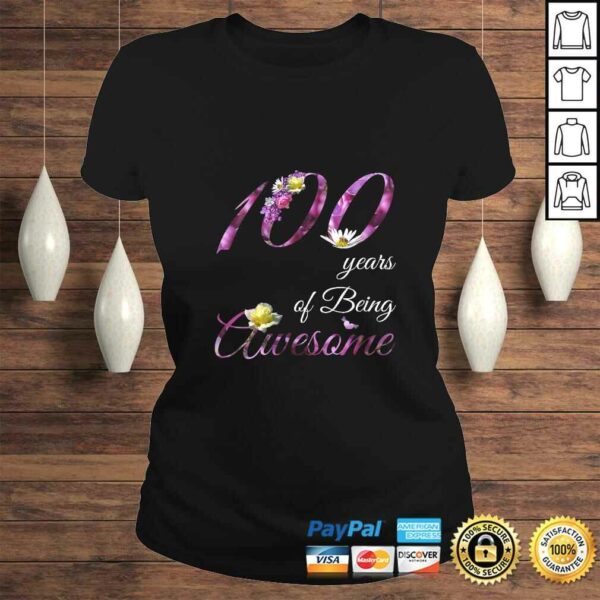 Womens 100 Year Old Shirt Awesome Floral 1920 100th Birthday Gift VNeck T-shirt