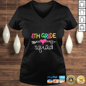 Womens 4th Grade Squad Fourth Teacher Student Team Back To School VNeck Shirt