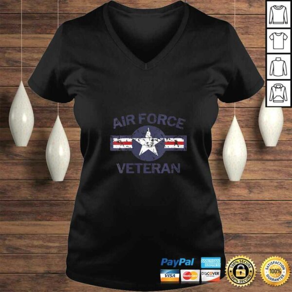 Womens Air Force Veteran with Vintage Roundel Grunge VNeck TShirt