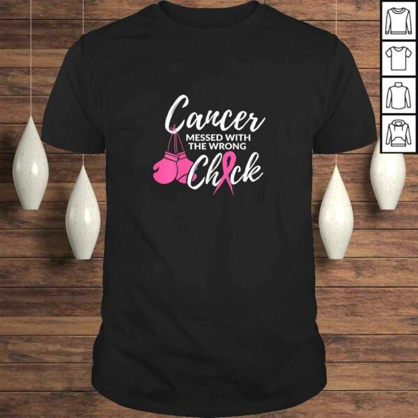 Womens Cancer Messed With The Wrong Chick Awareness Fighter Girl TShirt