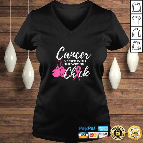 Womens Cancer Messed With The Wrong Chick Awareness Fighter Girl TShirt