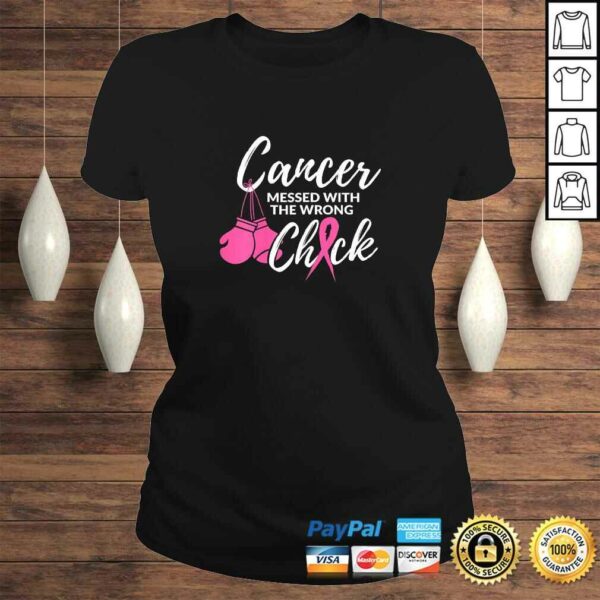 Womens Cancer Messed With The Wrong Chick Awareness Fighter Girl TShirt