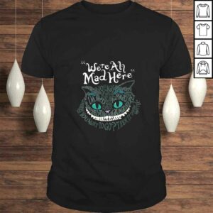 Womens Cheshire Alice Cat Were All Mad Here Wonderland VNeck TShirt Womens Cheshire Alice Cat Were All Mad Here Wonderland VNeck TShirt