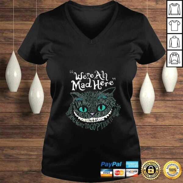 Womens Cheshire Alice Cat Were All Mad Here Wonderland VNeck TShirt