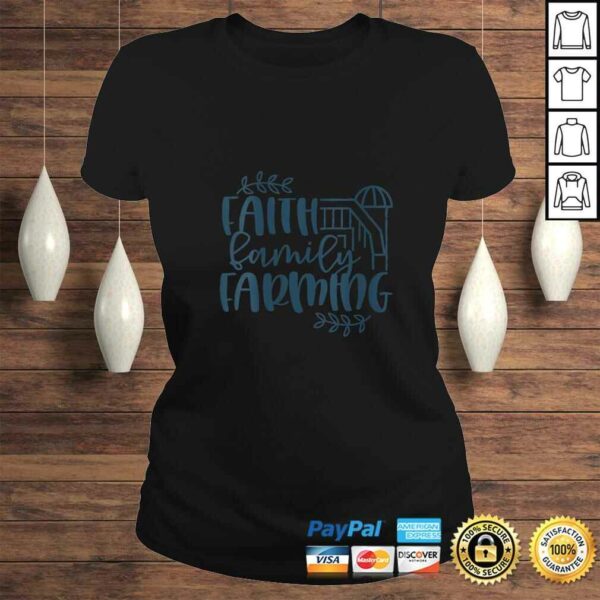 Womens Country Faith Family Farming – Rustic Barn Design Shirt