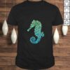 Womens Cute Blue Sea Animal of Floral Plant Flowers Gift – Seahorse TShirt