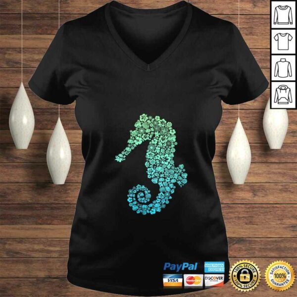 Womens Cute Blue Sea Animal of Floral Plant Flowers Gift – Seahorse TShirt