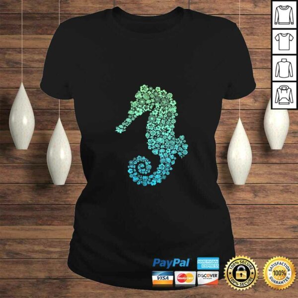 Womens Cute Blue Sea Animal of Floral Plant Flowers Gift – Seahorse TShirt