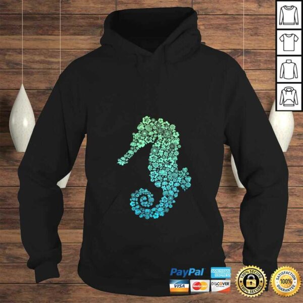 Womens Cute Blue Sea Animal of Floral Plant Flowers Gift – Seahorse TShirt