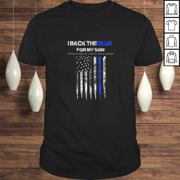 Womens I Back The Blue for My Son thin blue line police mom