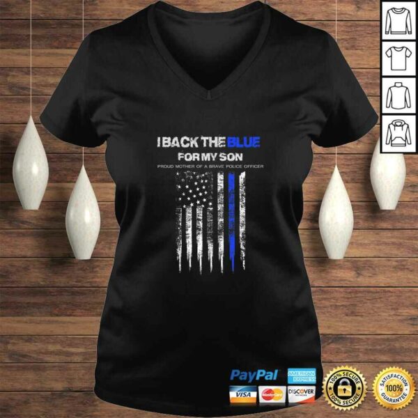 Womens I Back The Blue for My Son thin blue line police mom