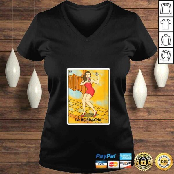 Womens La Borracha Mexican Card Game Funny Drinking Wine Selfie T-shirt