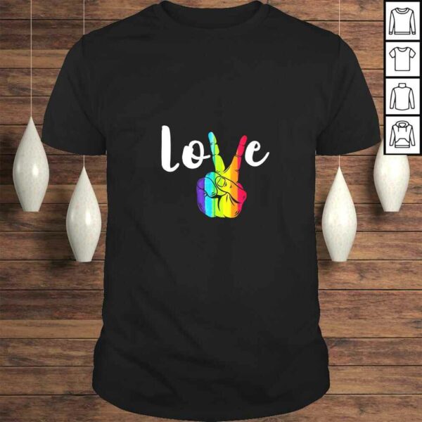 Womens Love Peace Sign Rainbow LGBT Lesbian Gay Pride Shirt