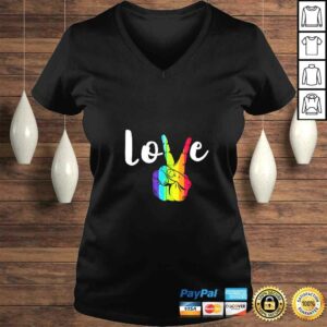 Womens Love Peace Sign Rainbow LGBT Lesbian Gay Pride Shirt 1 Womens Love Peace Sign Rainbow LGBT Lesbian Gay Pride Shirt 2