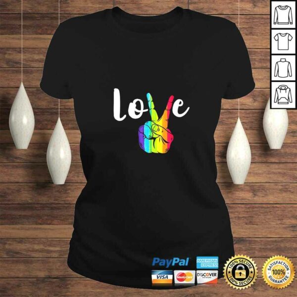 Womens Love Peace Sign Rainbow LGBT Lesbian Gay Pride Shirt