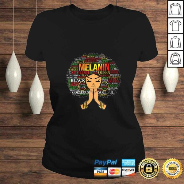 Womens Melanin Words Art Afro Natural Hair Black Woman Queen Gift TShirt