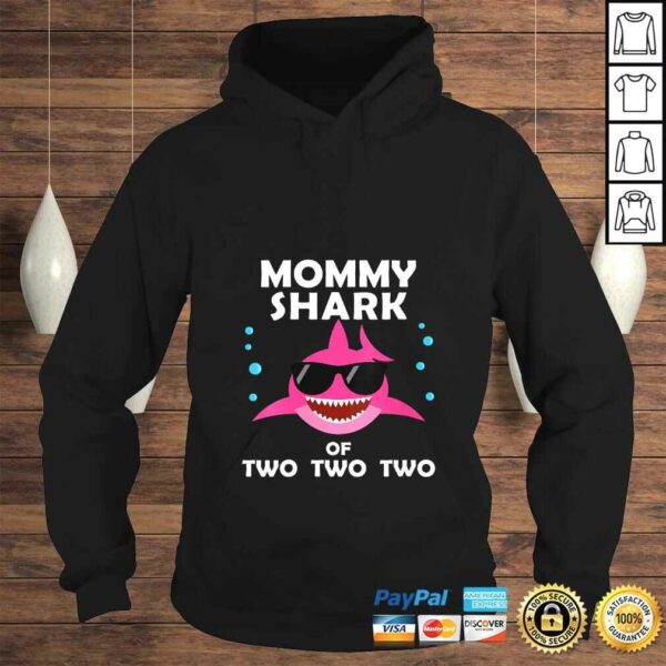 Womens Mommy Shark of Two Announcement Mothers Day TShirt Gift