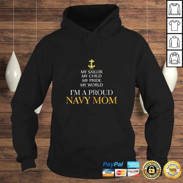 Womens My Sailor My Child My Pride My World Proud Navy Mom Tee T-Shirt