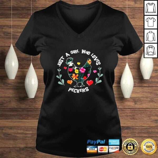 Womens Novelty Quote Just A Girl Who Loves Peckers Chicken Tee Shirt