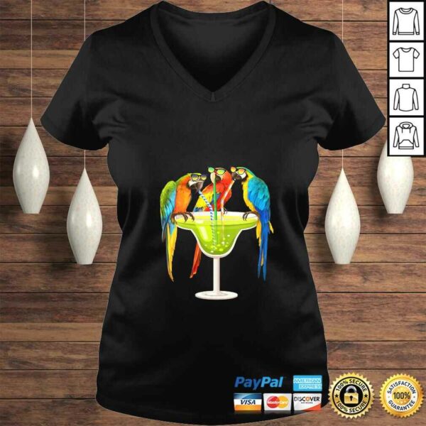 Womens Parrots Drinking Margarita On Summer Vacation Birds Tee T-Shirt