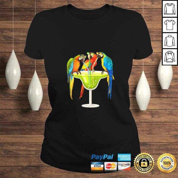 Womens Parrots Drinking Margarita On Summer Vacation Birds Tee T-Shirt