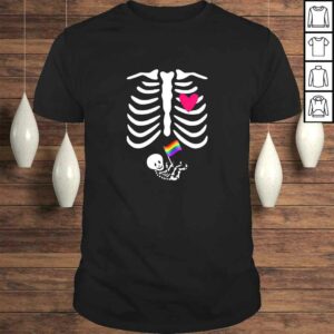 Womens Pregnant Gay Mom LGBT Pride Flag Rib Cage Shirt Funny Gift Womens Pregnant Gay Mom LGBT Pride Flag Rib Cage Shirt Funny Gift