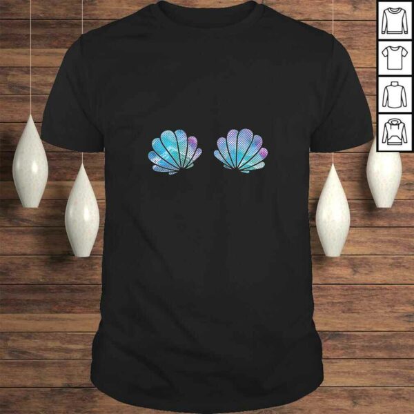 Womens Purple Blue Mermaid Sea Shell Bra Costume Gift TShirt