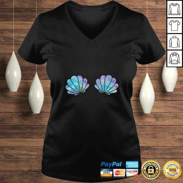 Womens Purple Blue Mermaid Sea Shell Bra Costume Gift TShirt