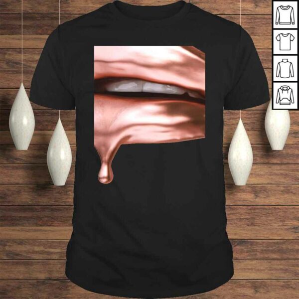 Womens Rose Gold Dripping Lip ArShirt – Lipstick Kiss Shirt