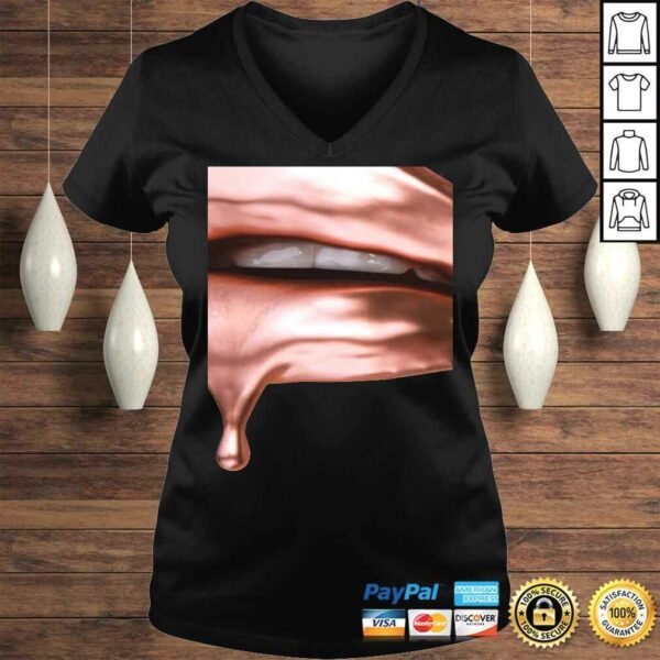 Womens Rose Gold Dripping Lip ArShirt – Lipstick Kiss Shirt