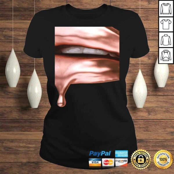 Womens Rose Gold Dripping Lip ArShirt – Lipstick Kiss Shirt