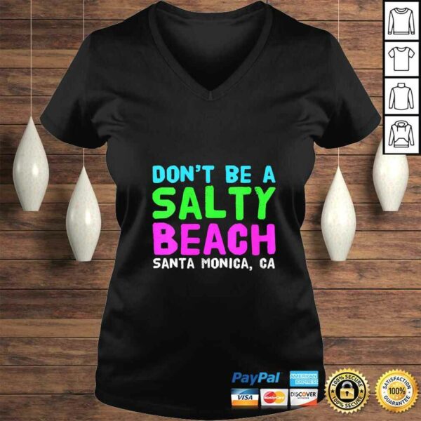 Womens Santa Monica, California Salty Beach V-Neck T-Shirt