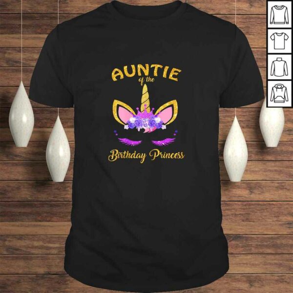 Womens Unicorn Girl Auntie Of The Birthday Princess TShirt Gift