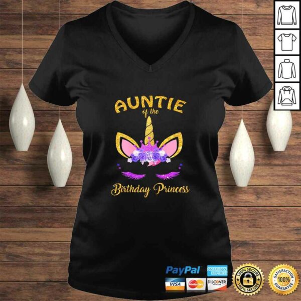 Womens Unicorn Girl Auntie Of The Birthday Princess TShirt Gift