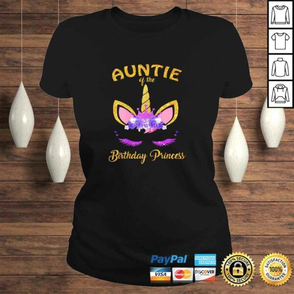 Womens Unicorn Girl Auntie Of The Birthday Princess TShirt Gift