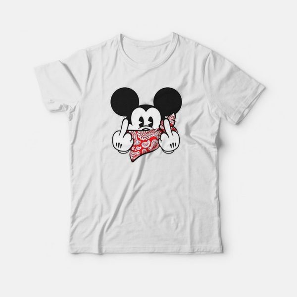 Mickey Mouse Thug Life Gangster Middle Finger T-Shirt