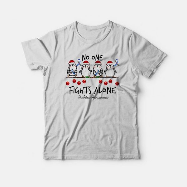 Penguins No One Fights Alone Diabetes Awareness T-Shirt