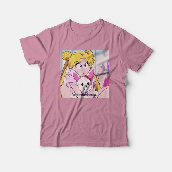 Sailor Moon Boys Are The Enemy 90s Anime T-shirt