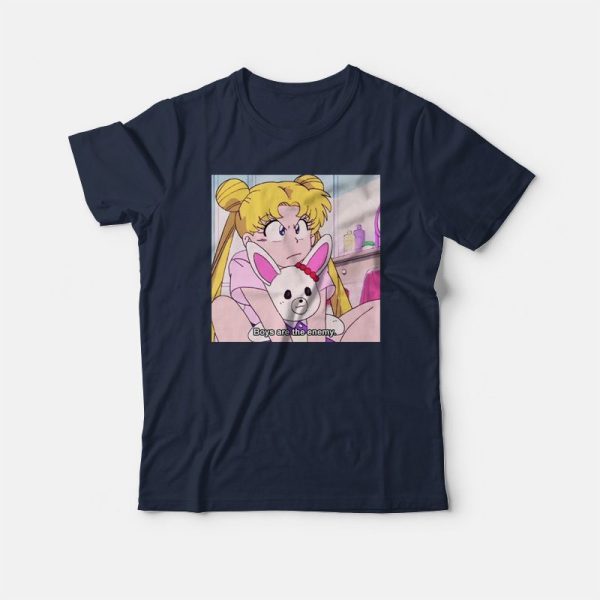 Sailor Moon Boys Are The Enemy 90s Anime T-shirt