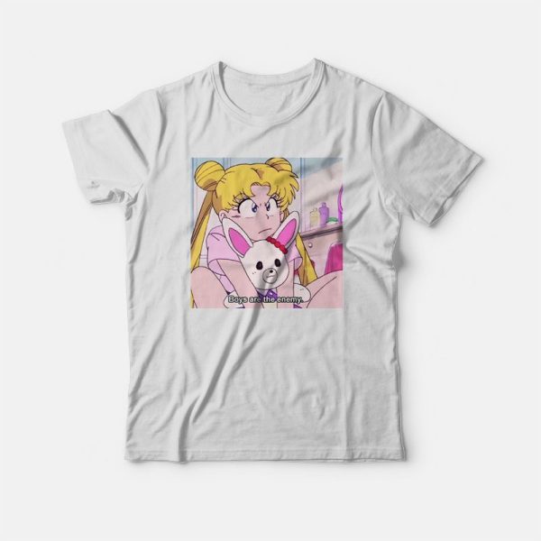 Sailor Moon Boys Are The Enemy 90s Anime T-shirt