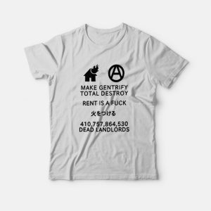 Make Gentrify Total Destroy Rent Is A Fuck Dead Landlords T-Shirt 2 Make Gentrify Total Destroy Rent Is A Fuck Dead Landlords T Shirt 3