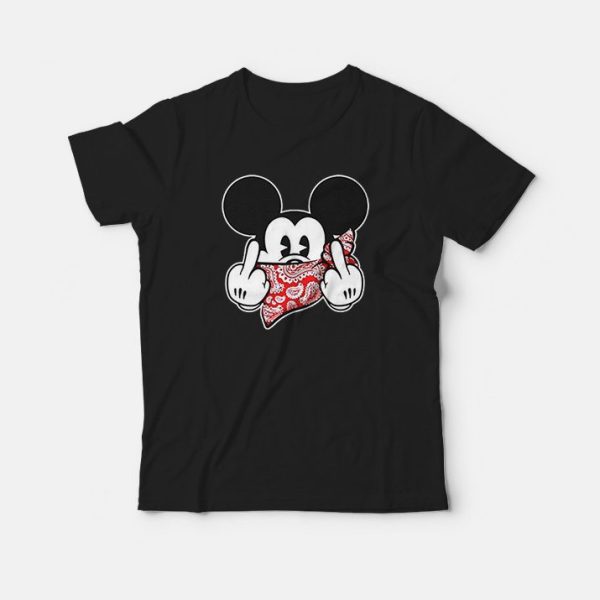 Mickey Mouse Thug Life Gangster Middle Finger T-Shirt