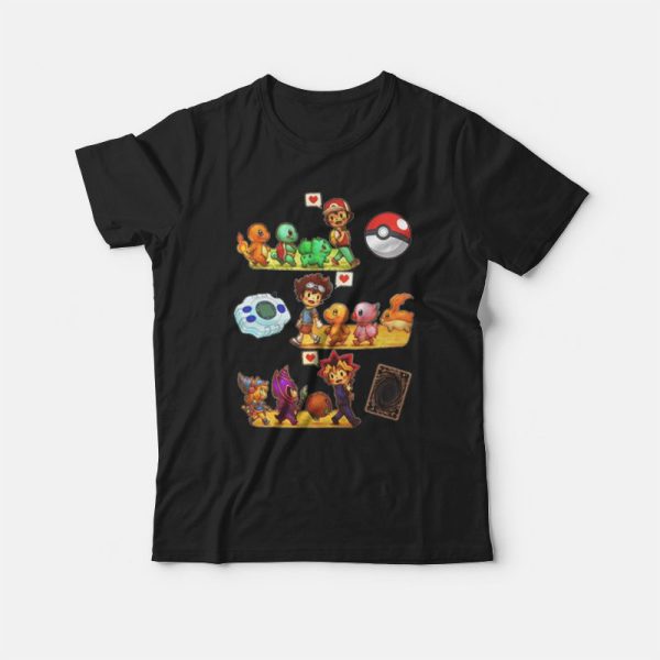 Pokemon Digimon Yugioh Starters Childhood Memory T-shirt