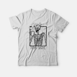 Skeleton Drinking Coffee T-shirt