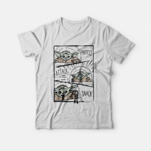 Star Wars Mandalorian Baby Yoda The Child Protect Attack Snack T-shirt