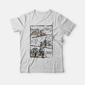 Star Wars Mandalorian Baby Yoda The Child Protect Attack Snack T-shirt