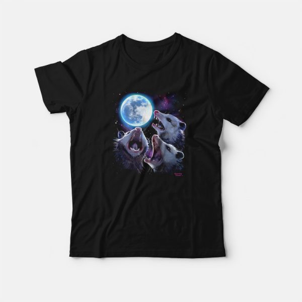 Three Possums Howling at Moon T-Shirt