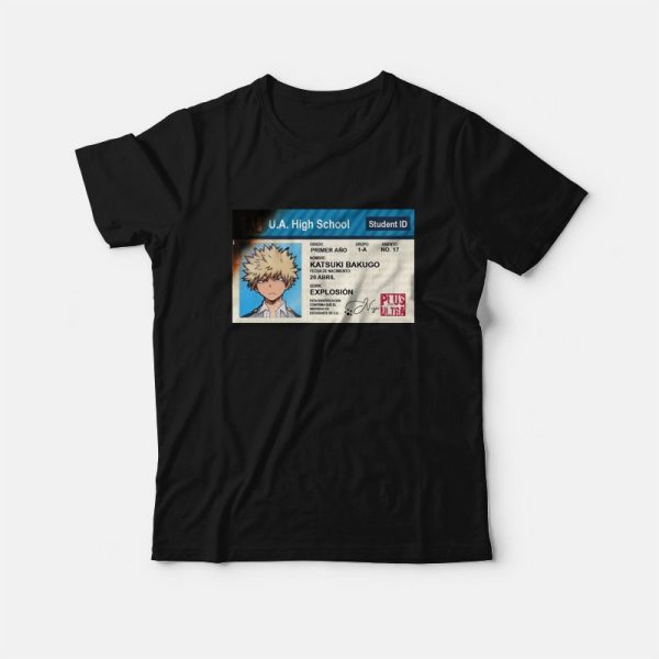 UA Student ID Card My Hero Academia Katsuki Bakugo T-Shirt