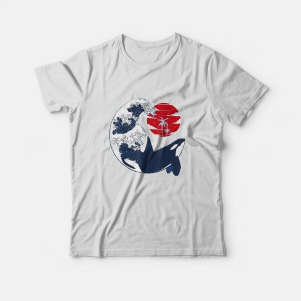 Whale Wave T-shirt Oriental Japanese Style